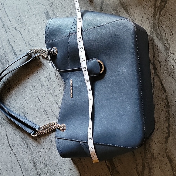 MICHAEL KORS Jet Set Large Saffiano Leather Shoulder Bag Navy Blue NWOT - Picture 12 of 16